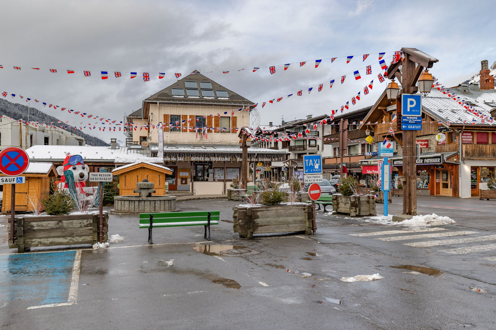 Bunting up to welcome the British Army Rhinos  