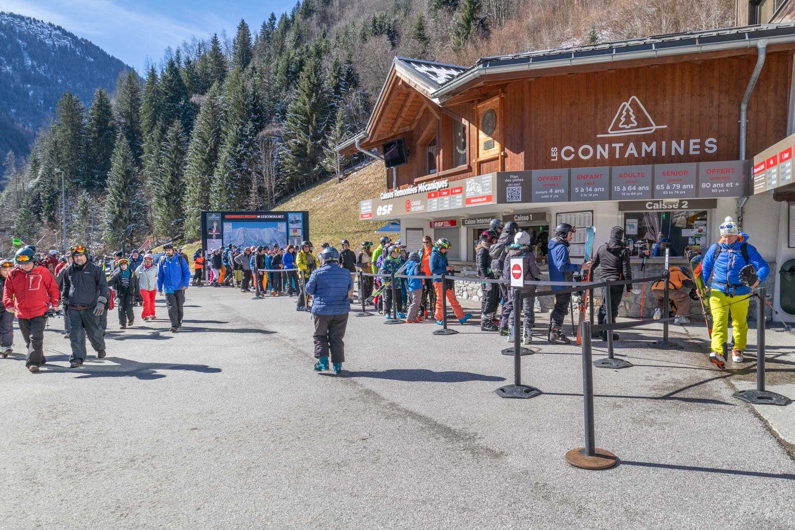 Queuing to reload Val's ski pass Shouldn't be this busy at this time of year No snow at lower ski stations!!